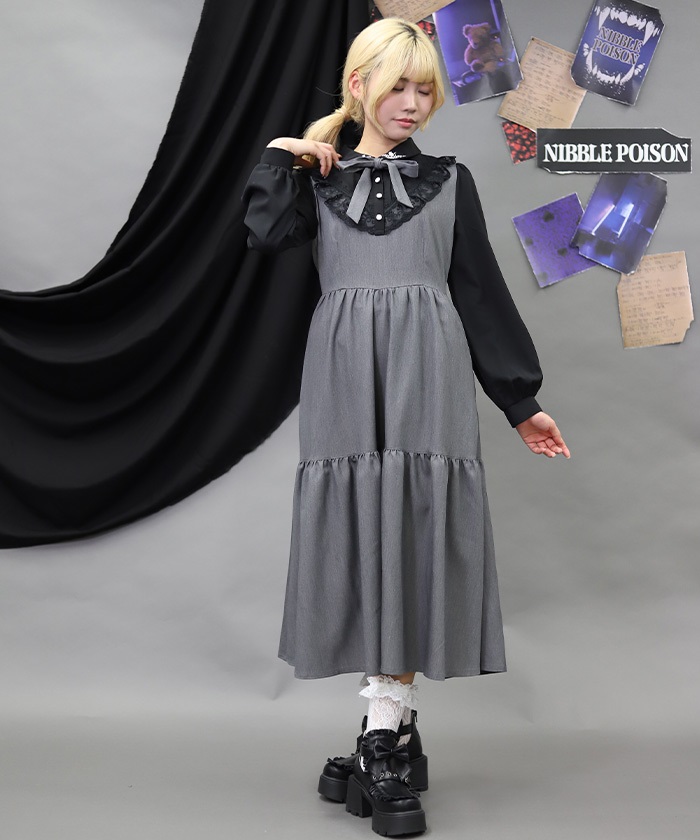 猫刺繍ブロッキングワンピース | axes femme 公式オンラインショップ