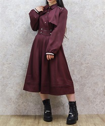 ハイウエストフラシワンピース【2点10%OFF対象商品】(ワイン-F)