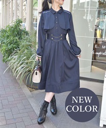 ハイウエストフラシワンピース【2点10%OFF対象商品】(紺-F)
