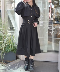 ハイウエストフラシワンピース【2点10%OFF対象商品】(黒-F)