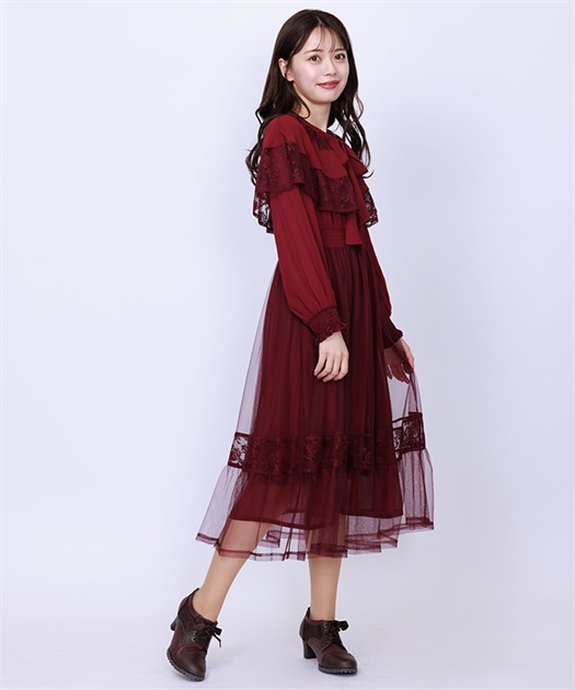 リボン付ケープワンピース | axes femme | axes femme online shop リボン付ケープワンピース | axes femme | axes femme online shop