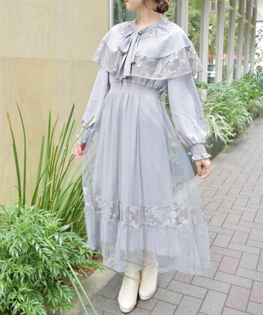 リボン付ケープワンピース | axes femme | axes femme online shop リボン付ケープワンピース | axes femme | axes femme online shop