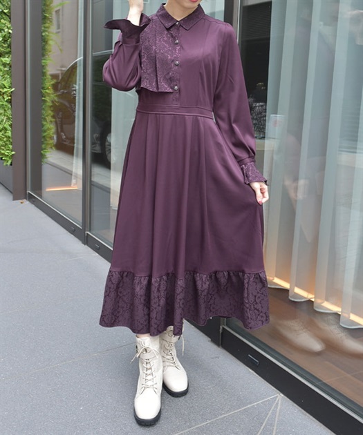 ジャカード切替ティアードワンピース | axes femme | axes femme ジャカード切替ティアードワンピース | axes femme | axes femme