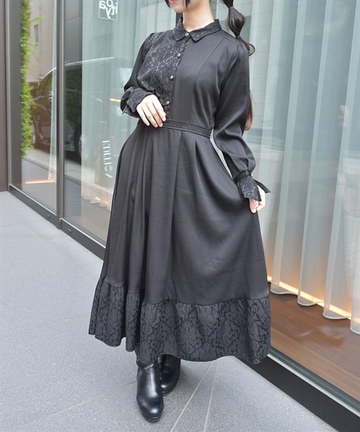 ジャカード切替ティアードワンピース | axes femme | axes femme ジャカード切替ティアードワンピース | axes femme | axes femme