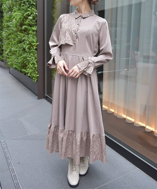 ジャカード切替ティアードワンピース | レディース服 ジャカード切替ティアードワンピース | レディース服