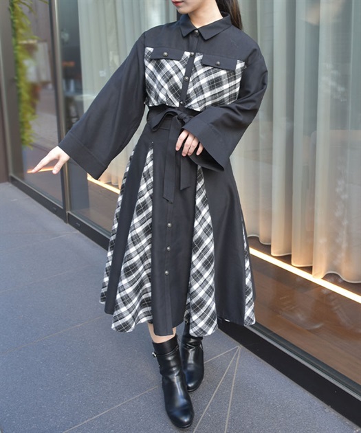 起毛チェックバイカラーワンピース | レディース服・レディース 起毛チェックバイカラーワンピース | レディース服・レディース