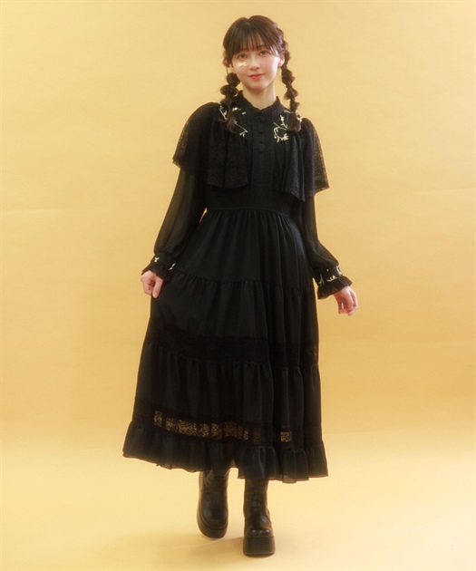 刺繍チュール使ケープワンピース | axes femme | axes femme 刺繍チュール使ケープワンピース | axes femme | axes femme