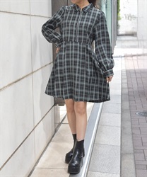 ジップ×プリーツワンピース【期間限定価格】(グリーン-F)