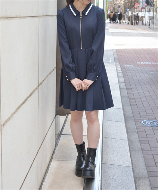 ジップ×プリーツワンピース【期間限定価格】 | レディース服 ジップ×プリーツワンピース【期間限定価格】 | レディース服
