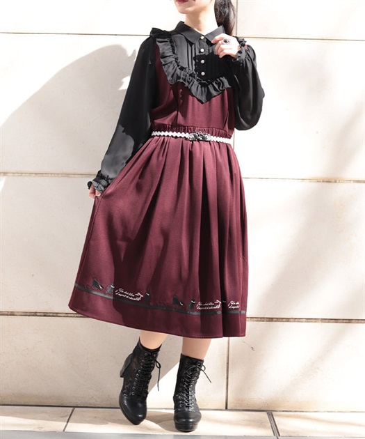 キャット刺繍ドッキングワンピース | レディース服・レディース キャット刺繍ドッキングワンピース | レディース服・レディース