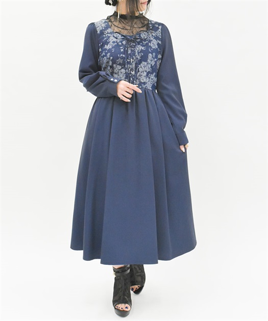 ブーケデニムレースアップワンピース | axes femme | axes femme ブーケデニムレースアップワンピース | axes femme | axes femme
