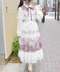 フラワーパネルプリントレースワンピース【期間限定価格】(ワイン-F)