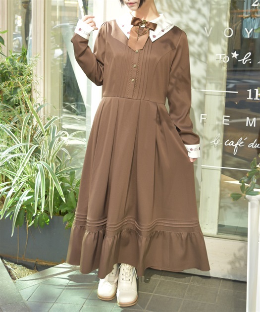 リボンセット刺繍ロングワンピース | axes femme online shop