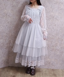 レースティアードチュールワンピース(白-F)
