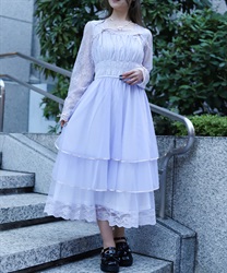 レースティアードチュールワンピース(ラベンダー-F)