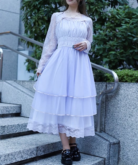 レースティアードチュールワンピース