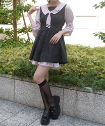 ネクタイ付姫袖セットアップ(黒-F)