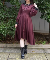 Ｗ釦フィッシュテールワンピース【WEB先行販売】(ワイン-M)