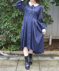 Ｗ釦フィッシュテールワンピース【WEB先行販売】(紺-M)