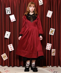 クロックリボンバイカラーワンピース【WEB先行販売】(ワイン-F)