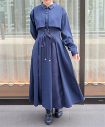 レースアップシャツワンピース【WEB先行販売】(紺-F)