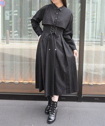レースアップシャツワンピース【WEB先行販売】(黒-F)