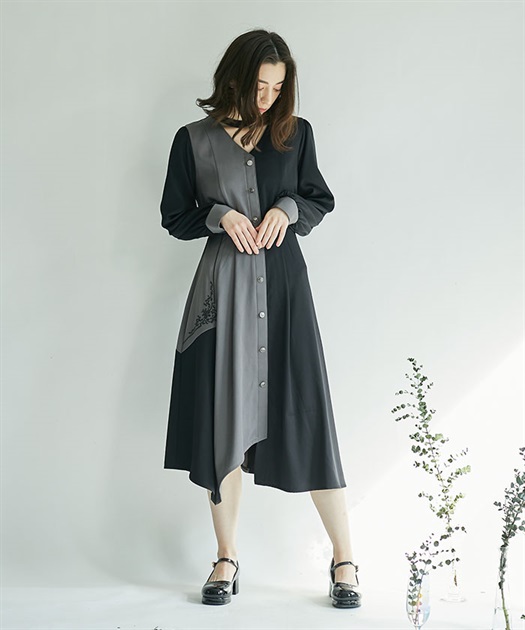 チョーカー風バイカラーワンピース | outlet | axes femme チョーカー風バイカラーワンピース | outlet | axes femme