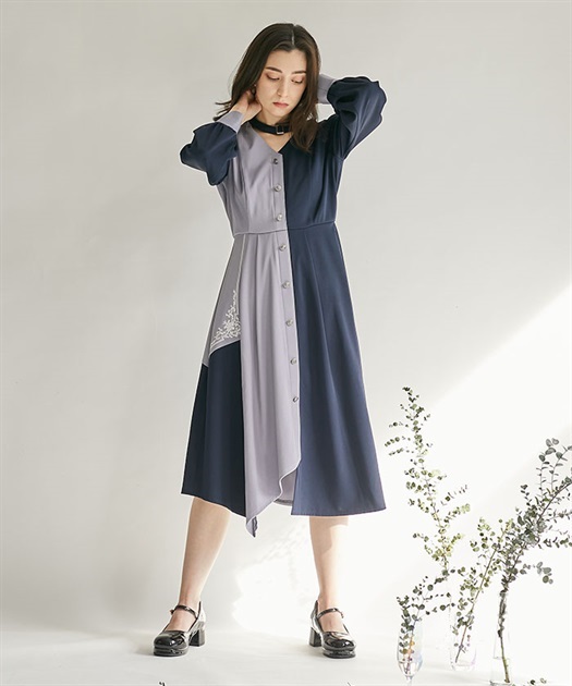 チョーカー風バイカラーワンピース | outlet | axes femme チョーカー風バイカラーワンピース | outlet | axes femme