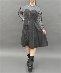 ドロストスリーブアーミーワンピース(黒-M)