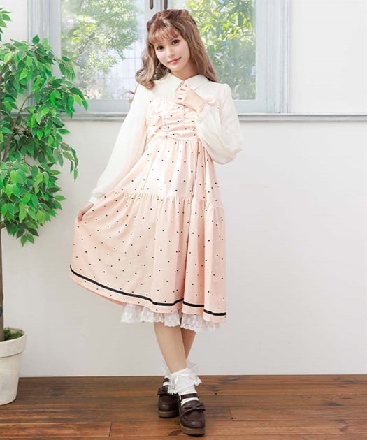 ハートドットビスチェ切替ワンピース | レディース服 ハートドットビスチェ切替ワンピース | レディース服