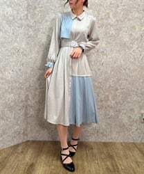 プリーツ使バイカラーワンピース | outlet | axes femme online shop プリーツ使バイカラーワンピース | outlet | axes femme online shop