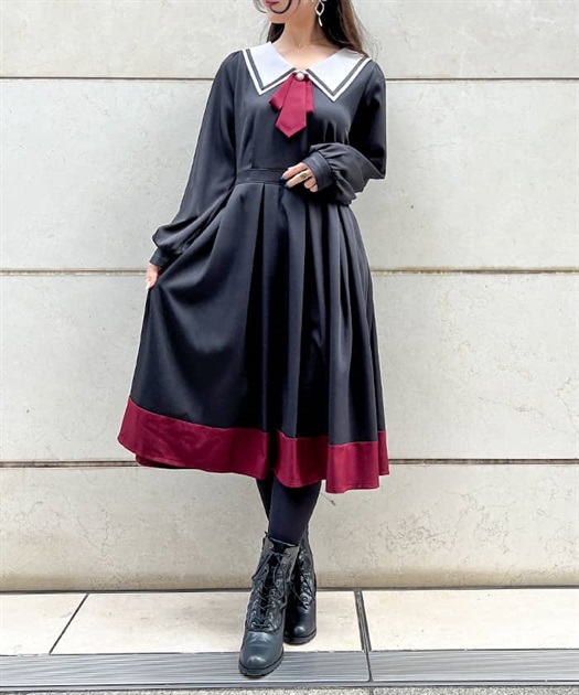 ブローチ付セーラーワンピース | axes femme | axes femme ブローチ付セーラーワンピース | axes femme | axes femme