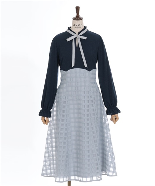 シアーチェックドッキングワンピース | レディース服 シアーチェックドッキングワンピース | レディース服
