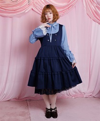 姫袖風ジャンパースカートドッキングワンピース【二次予約】(紺-M)