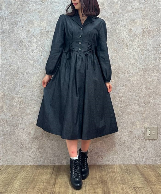 ダブルレースアップデニムワンピース | outlet | axes femme ダブルレースアップデニムワンピース | outlet | axes femme