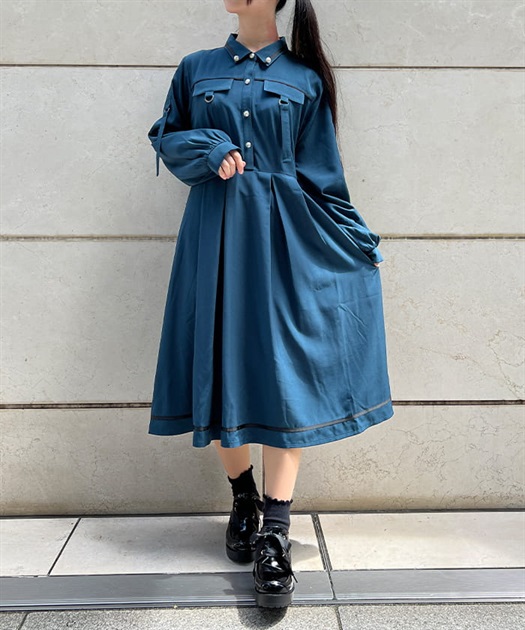 ミリタリー風シャツワンピース | レディース服・レディース