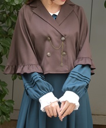 Ｗ釦プチフリルケープ【WEB先行販売】(茶-F)