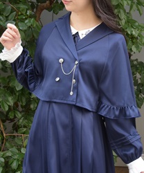 Ｗ釦プチフリルケープ【WEB先行販売】(紺-F)