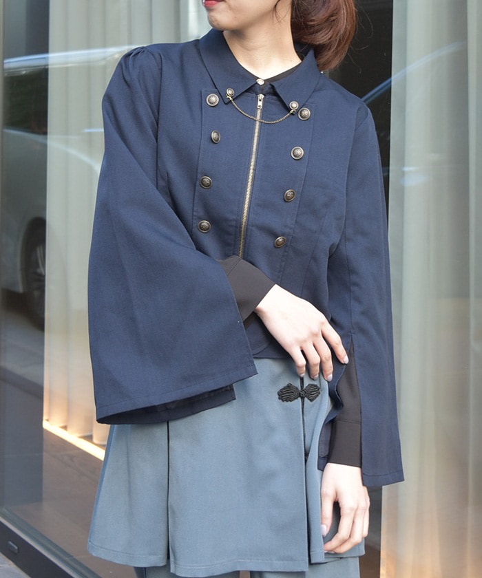 W釦スリット袖ジップジャケット | レディース服・レディース W釦スリット袖ジップジャケット | レディース服・レディース