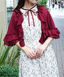 ラッフルフリルシフォンケープ【WEB先行販売】(ワイン-F)
