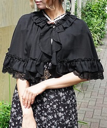 ラッフルフリルシフォンケープ【WEB先行販売】(黒-F)