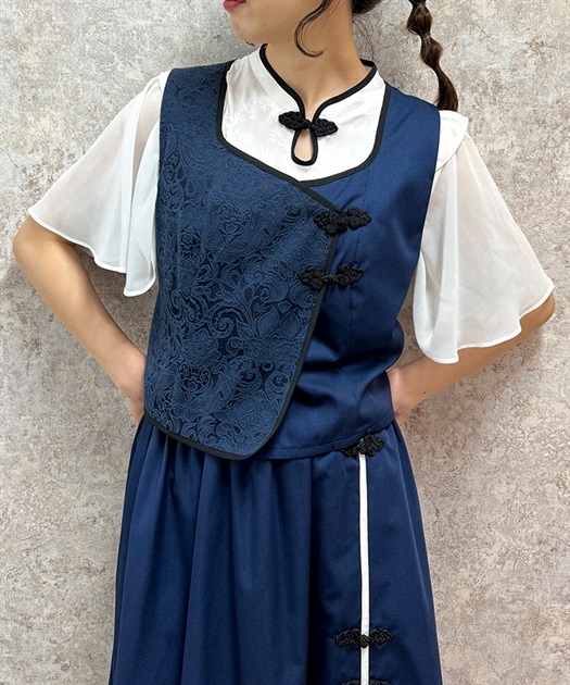 チャイナ風JQ切替ベスト | outlet | axes femme online shop チャイナ風JQ切替ベスト | outlet | axes femme online shop
