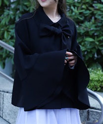 レース使いベルスリーブコート(黒-F)