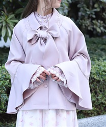 レース使いベルスリーブコート(ピンク-F)