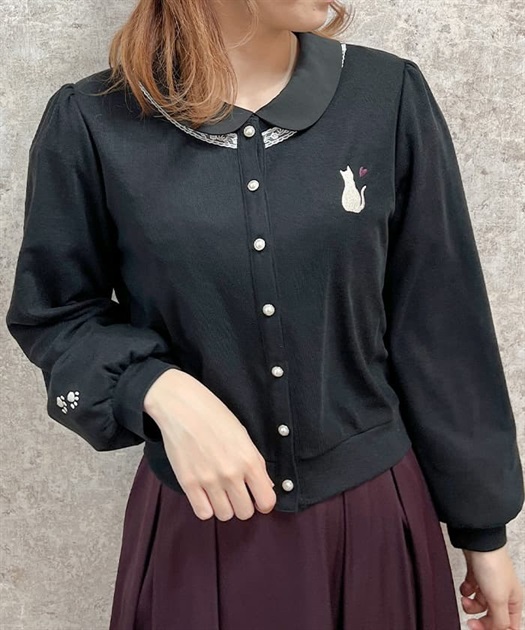 袖口×胸元ネコ刺繍カットカーディガン | 衣料 | axes femme 袖口×胸元ネコ刺繍カットカーディガン | 衣料 | axes femme