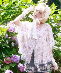 花柄フリルポンチョ(白-F)
