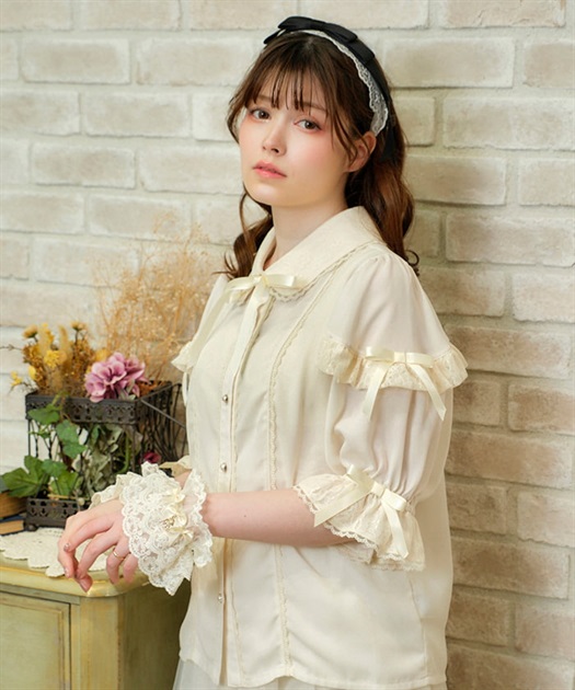 レース襟リボン付ブラウス | kawaii | axes femme online shop レース襟リボン付ブラウス | kawaii | axes femme online shop