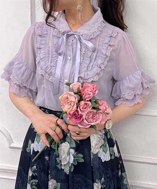 シアーフリル丸襟ブラウス | outlet | axes femme online shop シアーフリル丸襟ブラウス | outlet | axes femme online shop