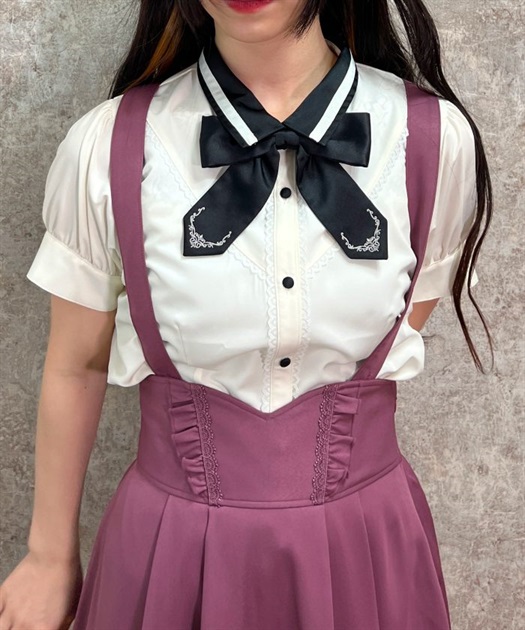 刺繍リボンブローチ付ブラウス | outlet | axes femme online shop 刺繍リボンブローチ付ブラウス | outlet | axes femme online shop
