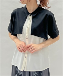 バイカラーフラシシャツ(黒-F)